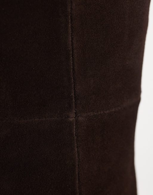 Nobody's Child Ottilie real suede knee high boots in chocolate, 3 of 4