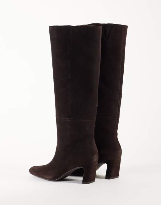 Nobody's Child Ottilie real suede knee high boots in chocolate, 4 of 4
