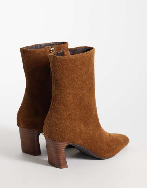 Nobody's Child Ottilie real suede mid ankle boots in chestnut, 3 of 4
