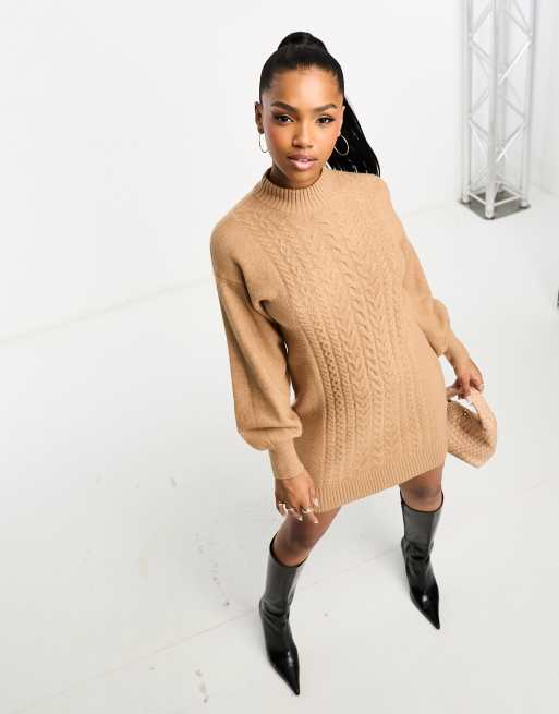 Nobody's Child oversized knitted mini dress in beige