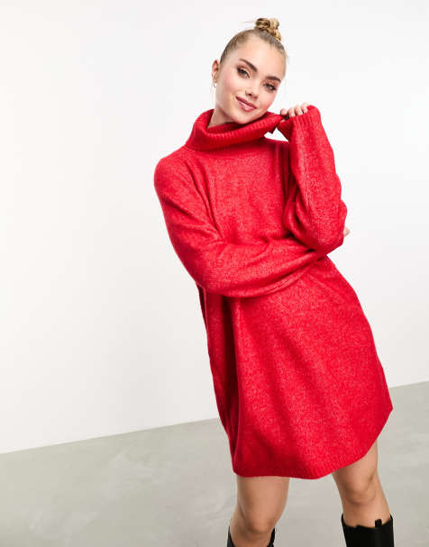 Sweater best sale dress red