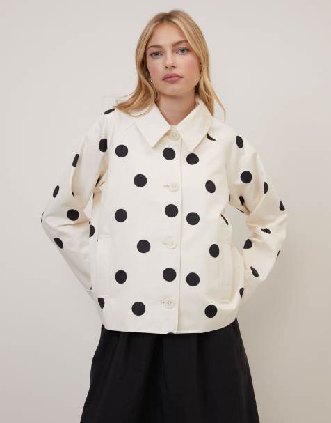 Nobody's Child Oyanti collared button down jacket in white spot - view 1