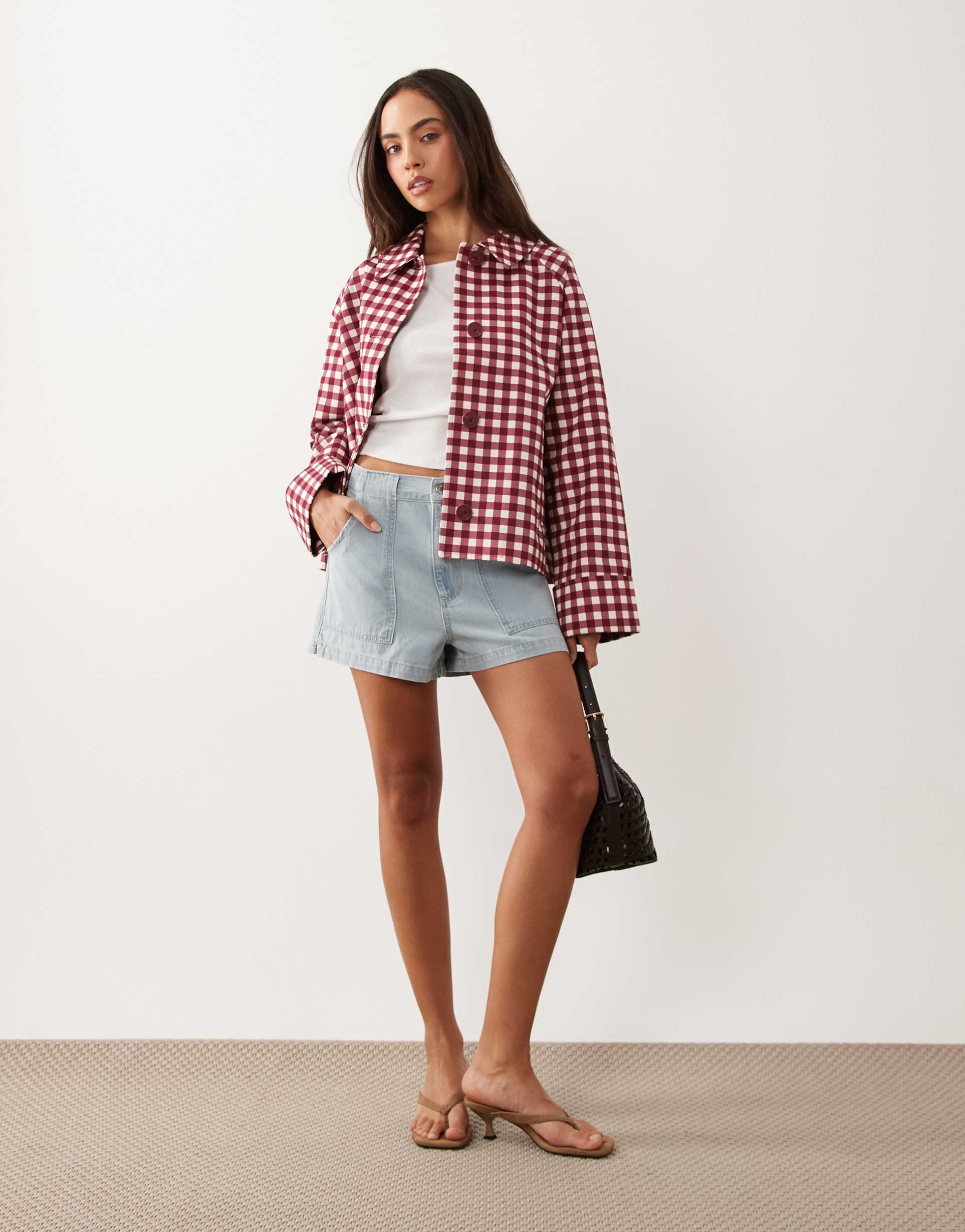 nobody's child oyanti swing jacket in red gingham