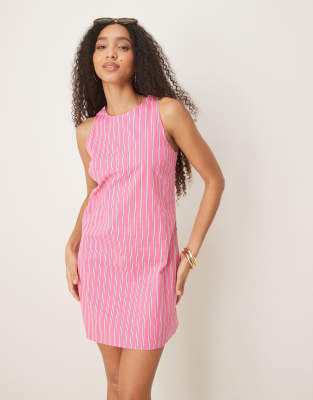 Palermo - Robe droite courte à rayures - Rose 40