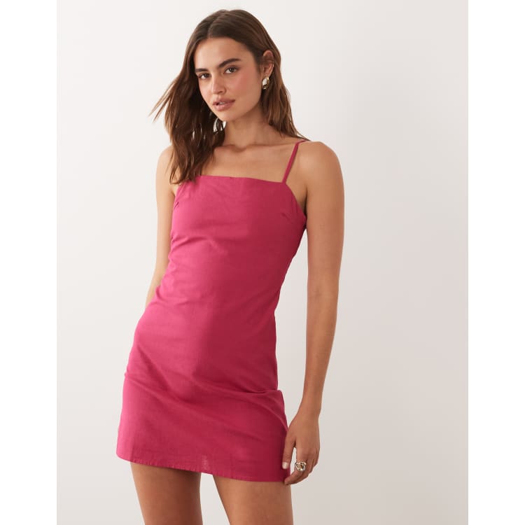 Nobody's Child Palma linen blend square neck cami mini dress in