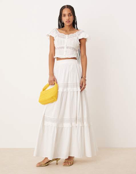 Nobody's Child paneled midaxi skirt in white - part of a set - view 1