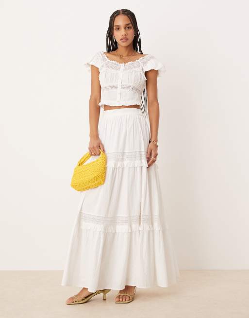 Nobody's Child paneled midaxi skirt in white - part of a set