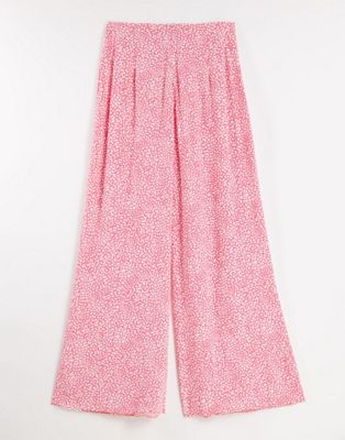 Femme Nobody's Child - Pantalon large à imprimé petites fleurs - Rose