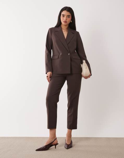 Nobody's Child - Pantaloni a sigaretta sartoriali marrone cioccolato in coordinato - view 1