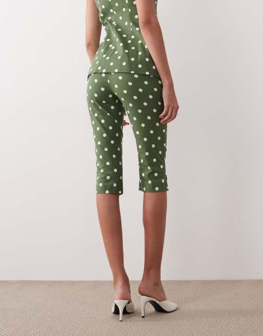 Nobody's Child - Pantaloni capri verdi a pois in coordinato, 2 di 5