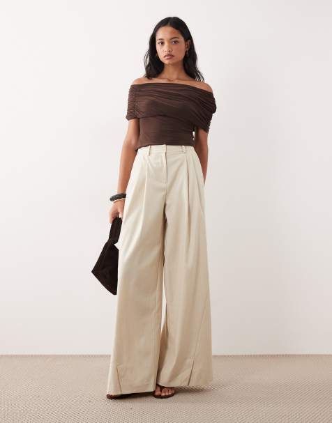 Nobody's Child - Pantaloni sartoriali color crema con pieghe sul davanti in coordinato - view 1