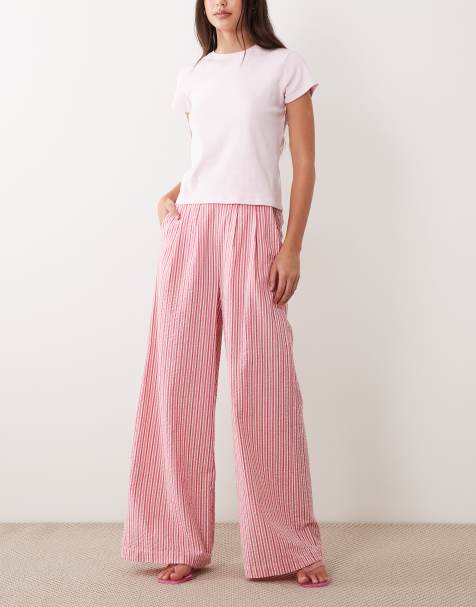 Nobody's Child Parker mid waist wide leg pants in red stripes - part of a set - view 1