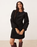 [Nobody's Child] Nobody's Child Peggy balloon sleeve cord mini dress in black 16 Black