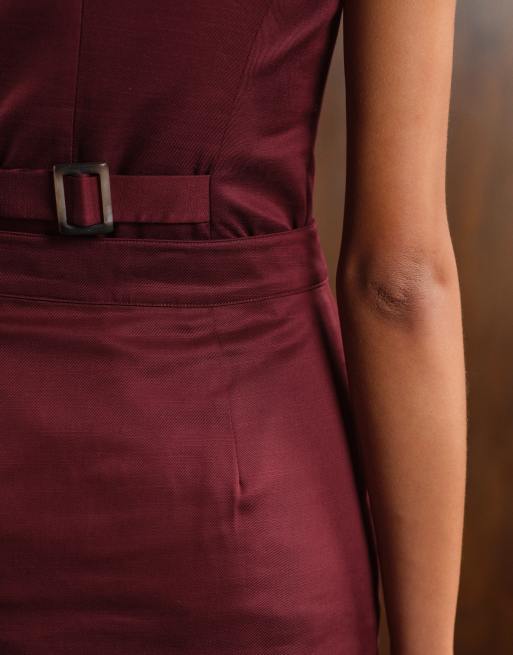 Nobody's Child pelmet mini skirt co-ord in Burgundy, 3 of 5