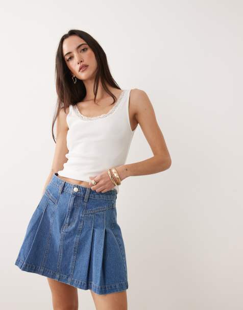 Nobody's Child Pendower denim pleated mini skirt in blue - view 1