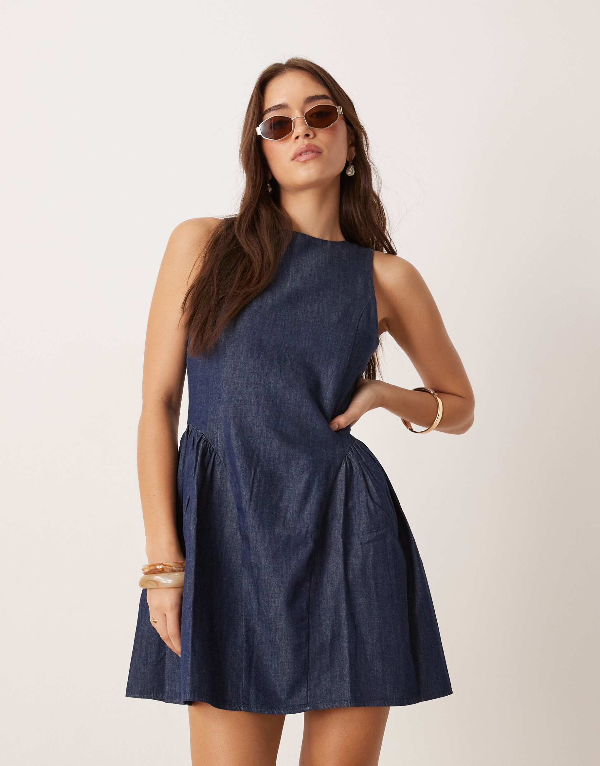 nobody's child penelope structured mini dress in indigo