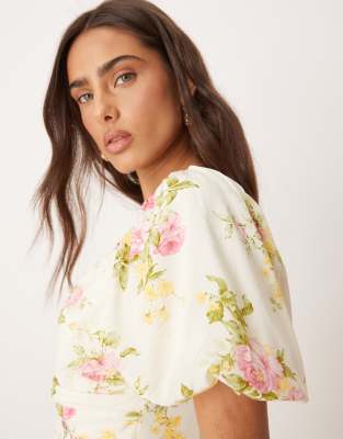 NOBODY'S CHILD PEONY MILKMAID MIDI DRESS 