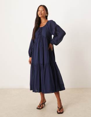 Nobody's Child Petite Adley boho midi dress in navy - view 1