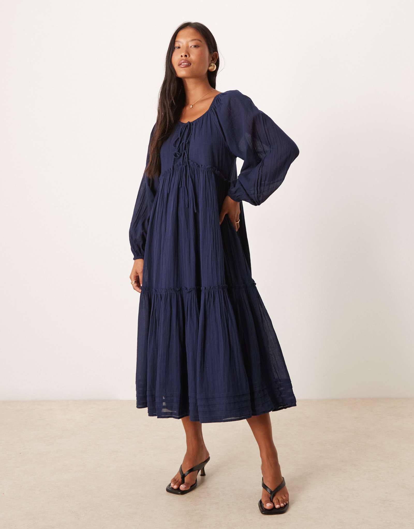 Nobody's Child Миниатюрное платье миди в стиле бохо от Adley темно-синего цвета