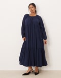 [Nobody's Child Plus] Nobody's Child Petite Adley boho midi dress in navy 22 NAVY