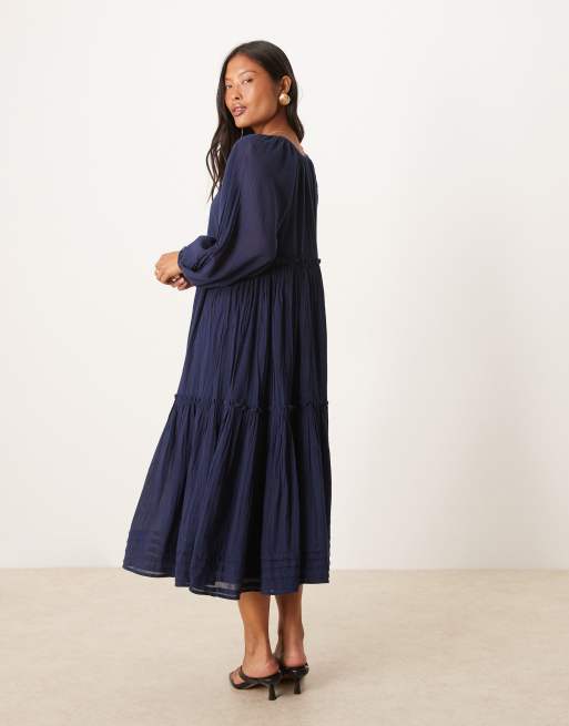 Nobody's Child Petite - Adley - Vestito midi bohémien blu navy, 2 di 4