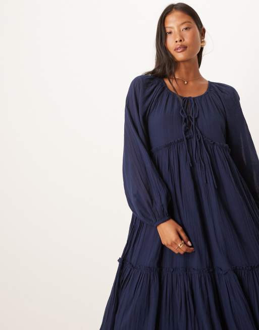 Nobody's Child Petite - Adley - Vestito midi bohémien blu navy, 3 di 4
