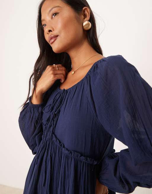 Nobody's Child Petite - Adley - Vestito midi bohémien blu navy, 4 di 4