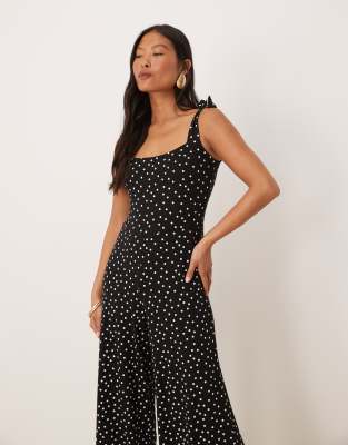 Nobody's Child Petite Adrian Tie Shoulders Wide Leg Jumpsuit