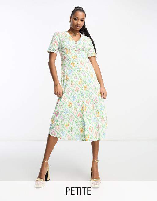 Nobody's Child Petite Alexa broderie midi dress in ivory tile print