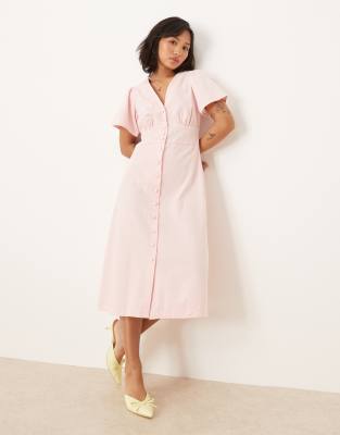 Alexa denim midi dress in pink