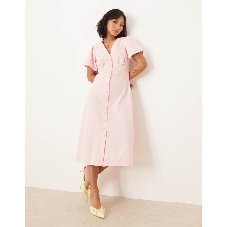 Nobody's Child Petite Alexa denim midi dress in pink