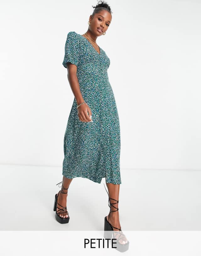 Nobody's Child Petite Alexa micro print midi dress in green