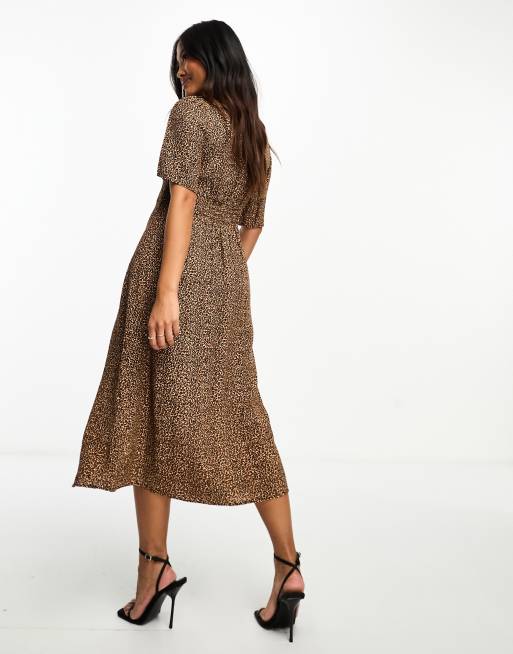 Petite leopard print midi dress best sale