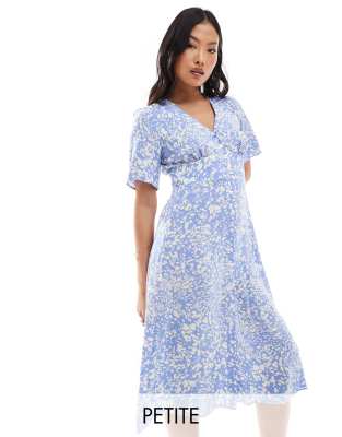 Alexa midi dress in ditsy floral-Blue