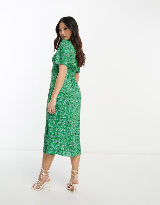 Nobody's Child Petite Alexa midi dress in green cherry print | ASOS