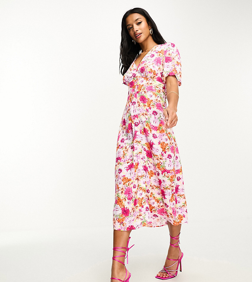 Nobody’s Child Petite Nobody's Child Petite Alexa midi dress in mixed floral-Pink