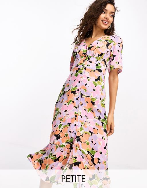 Nobody's Child Petite - Alexa - Midikjole med orange og lilla blomster