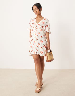 Alexa mini dress in white/tomato print
