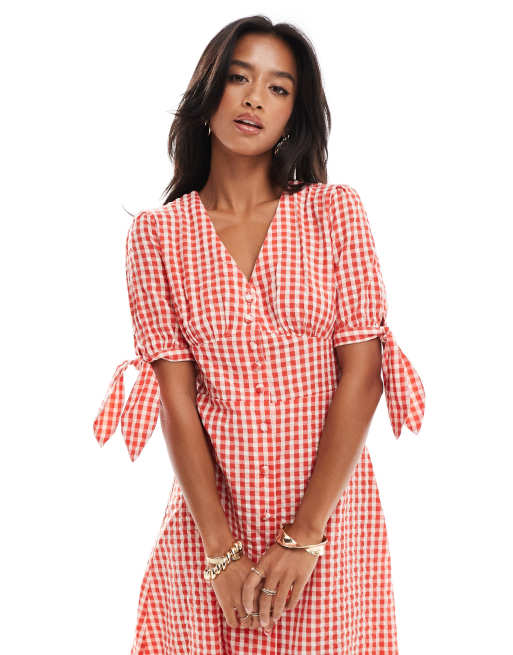 Nobody's Child Petite - Alexis - Midikjole med røde gingham-tern, 3 af 4