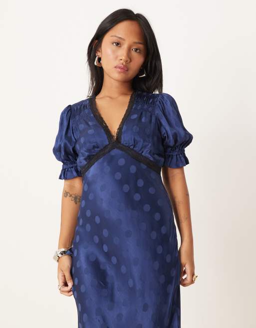 chinese dress ladies Verity Navy Lace Long SLeeve Mini Dress - 14