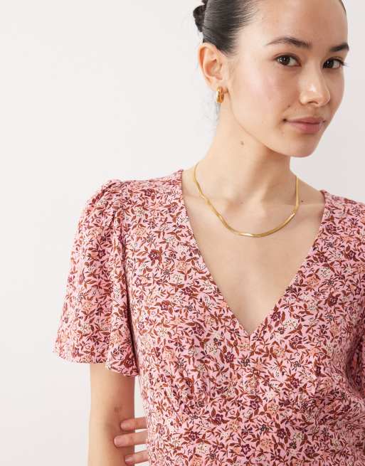 Nobody's Child Petite – Atlas – Midikleid in Rosa mit Blümchenmuster, 2 von 4