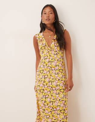 Nobody's Child Petite Beck Ruffle Shoulders Midi Dress