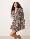 [Nobody's Child Petite] Nobody's Child Petite Birdie denim mini dress in leopard-Multi 14 LEOPARD