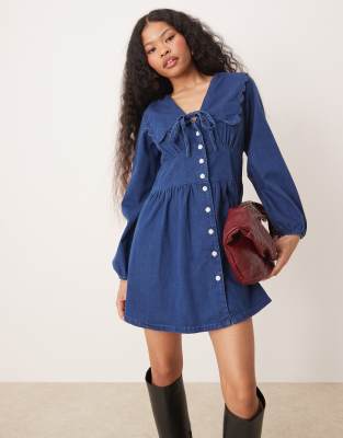 Nobody’s Child Petite Nobody's Child Petite Birdie denim mini dress in light blue