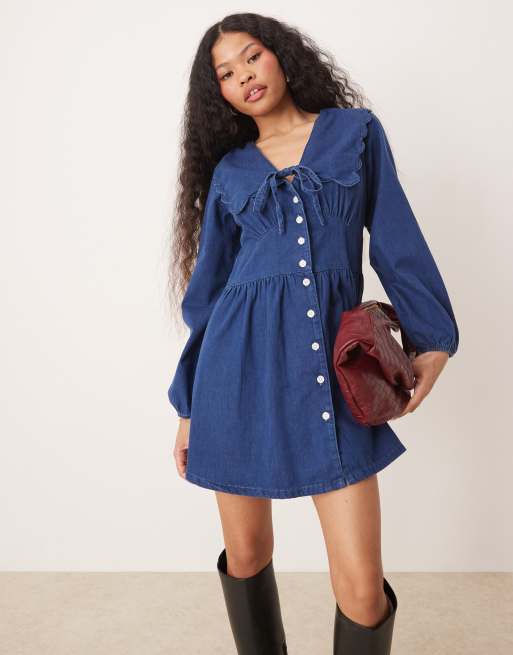 Nobody's Child Petite - Birdie - Vestito corto in denim azzurro