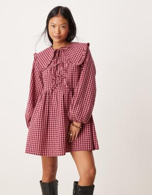 Blaze collar mini dress in red gingham