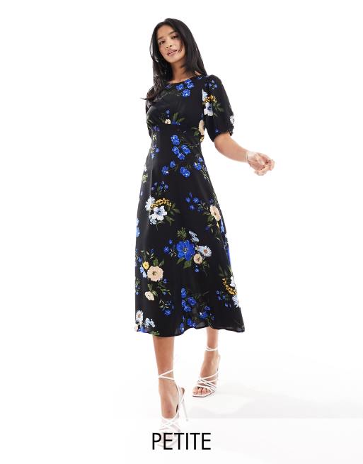 Nobody's Child Petite - Bonnie- Midi-jurk in zwart met bloemenprint