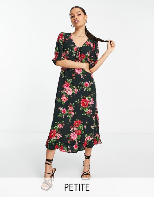 Nobody’s Child Petite - Nobody's Child Petite Callie flower print midi dress in green