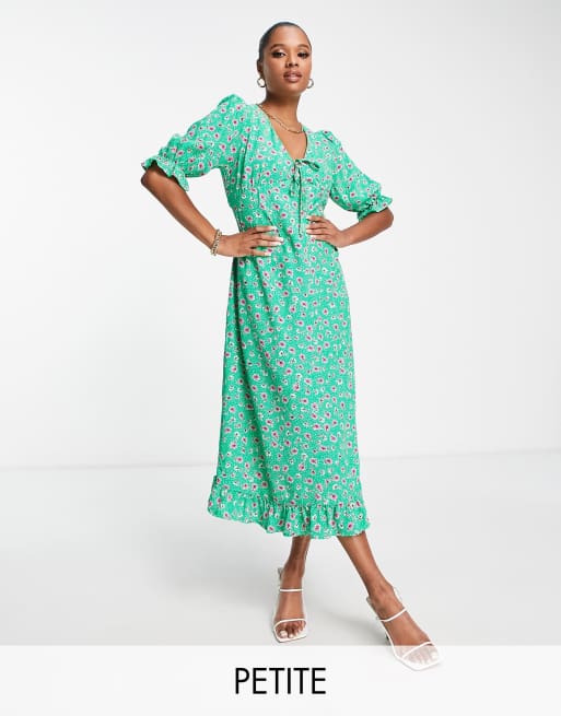 Nobody's Child Petite - Callie - Midi jurk met fijne bloemenprint in groen