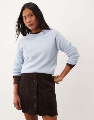 Nobody's Child Petite Chelsea Corduroy Pleated Detailing Button Up Mini Skirt In Brown